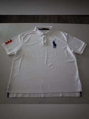 Polo by Ralph Lauren Men's White Short Sleeve Polo Shirt with Navy Big pony 2XB